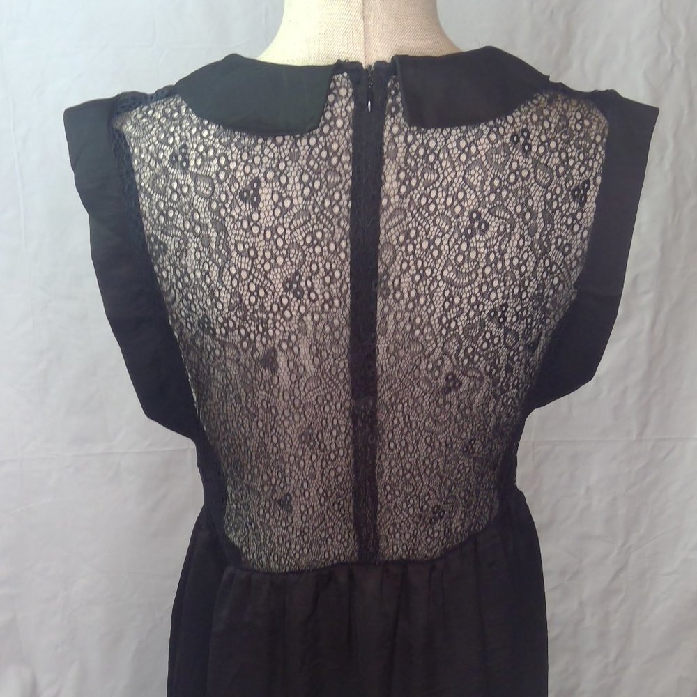 Black Peter Pan Collar Dress Sher Lace Back Size Small Nasty Girl